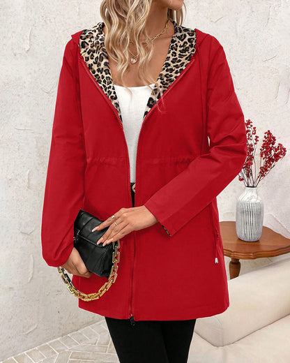 Aleah | Women's Reversible Hooded Leopard Print Coat