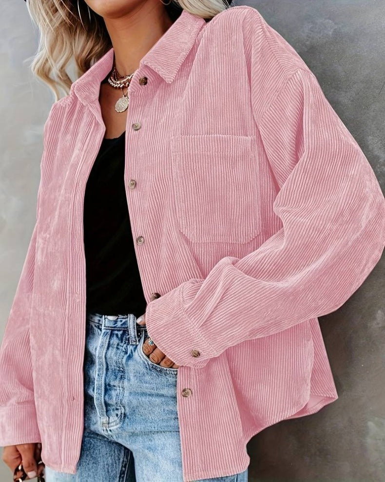 Wrenley | Women's Corduroy Oversized Button Down Shirt