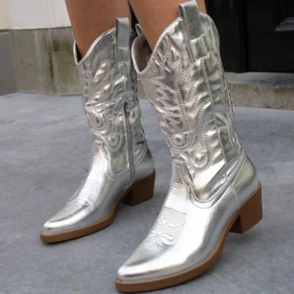 Delphie | Women's Metallic Embroidered Western Cowboy Boot