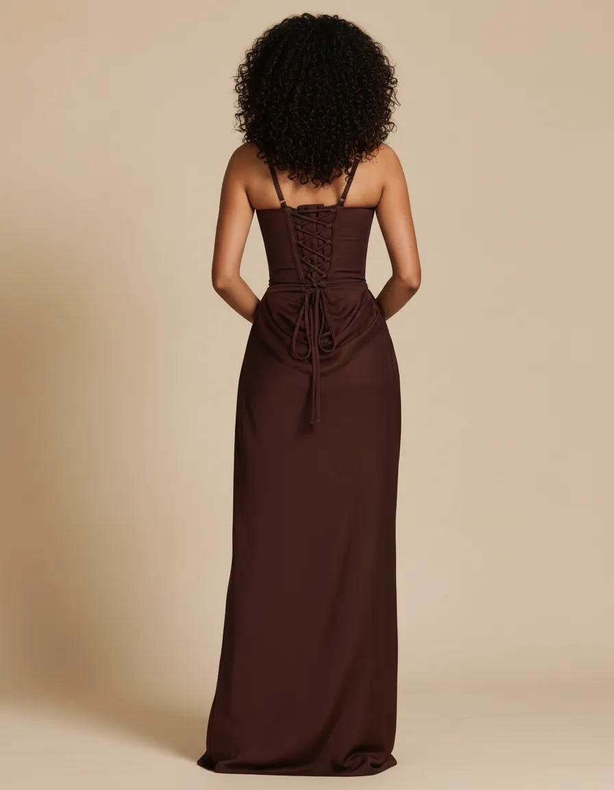 Amara | Women's Corset Bodice Draped Maxi Dress