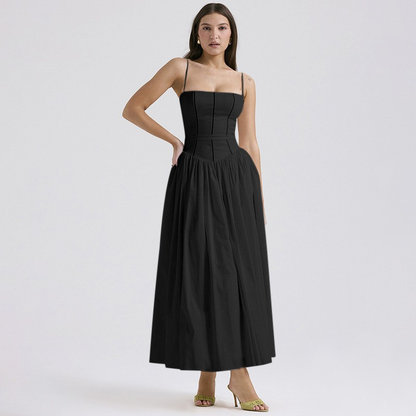 Gabriella | Corset Bodice Flowing Skirt Midi Wedding Guest Dress