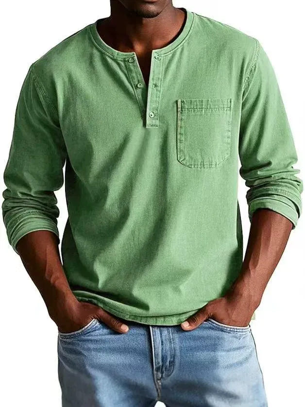Rowan | Men's Vintage Washed Long Sleeve Henley Shirt