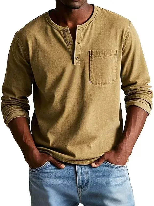 Rowan | Men's Vintage Washed Long Sleeve Henley Shirt