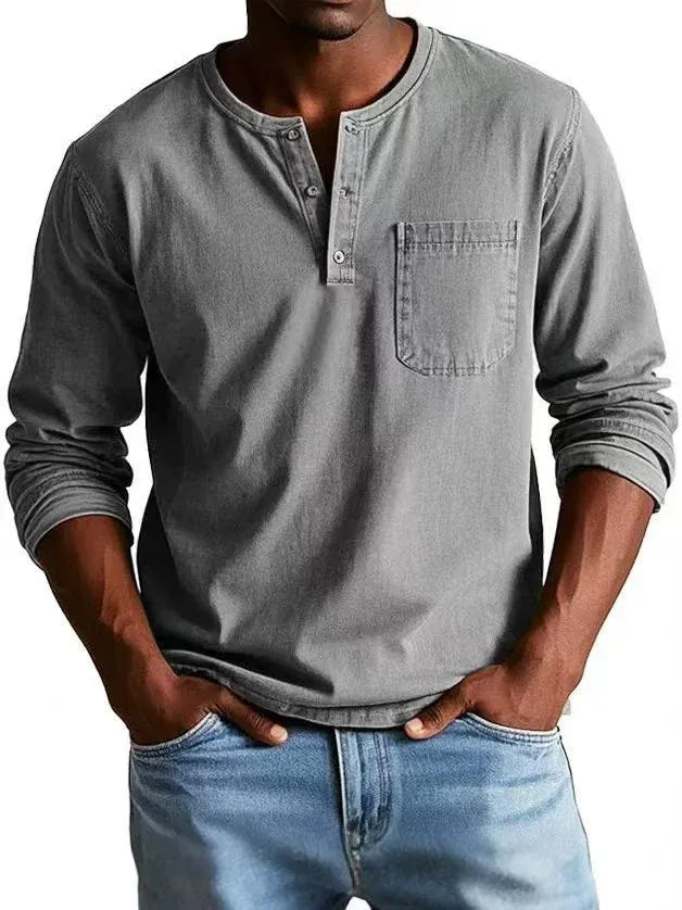 Rowan | Men's Vintage Washed Long Sleeve Henley Shirt