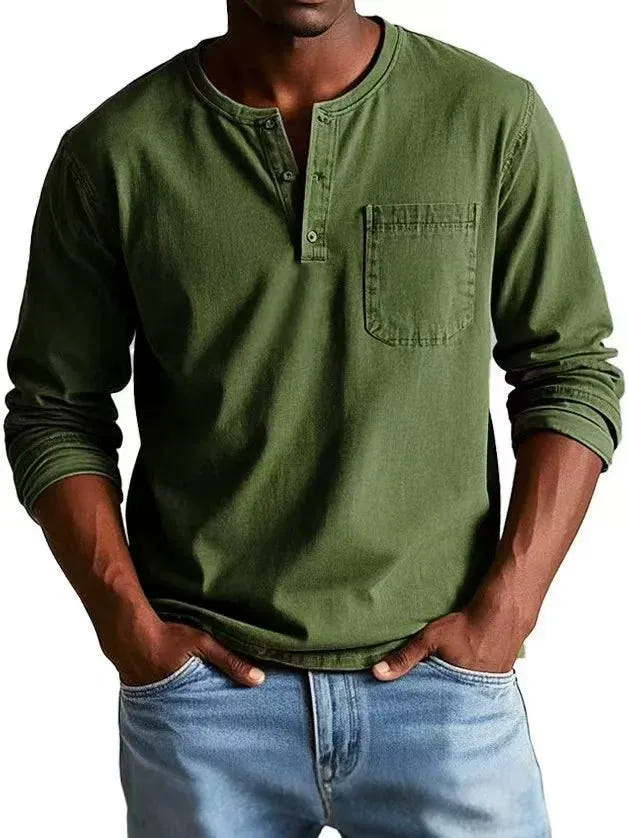 Rowan | Men's Vintage Washed Long Sleeve Henley Shirt