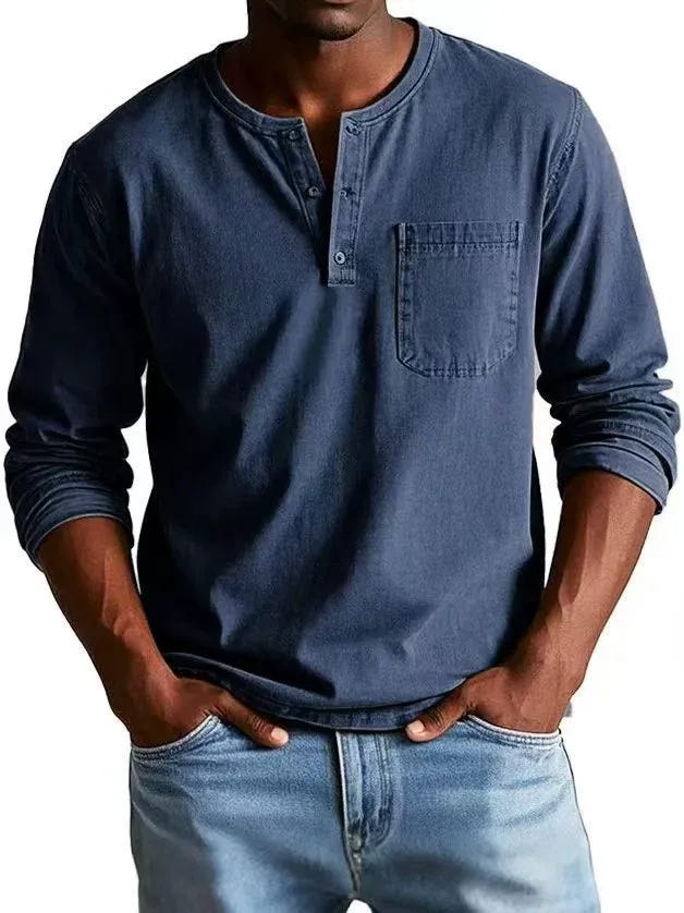 Rowan | Men's Vintage Washed Long Sleeve Henley Shirt