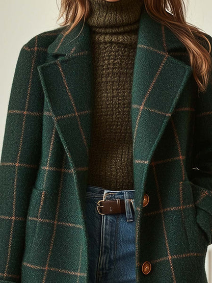 Rosalind | Women's Check Wool Blend Lapel Collar Winter Coat