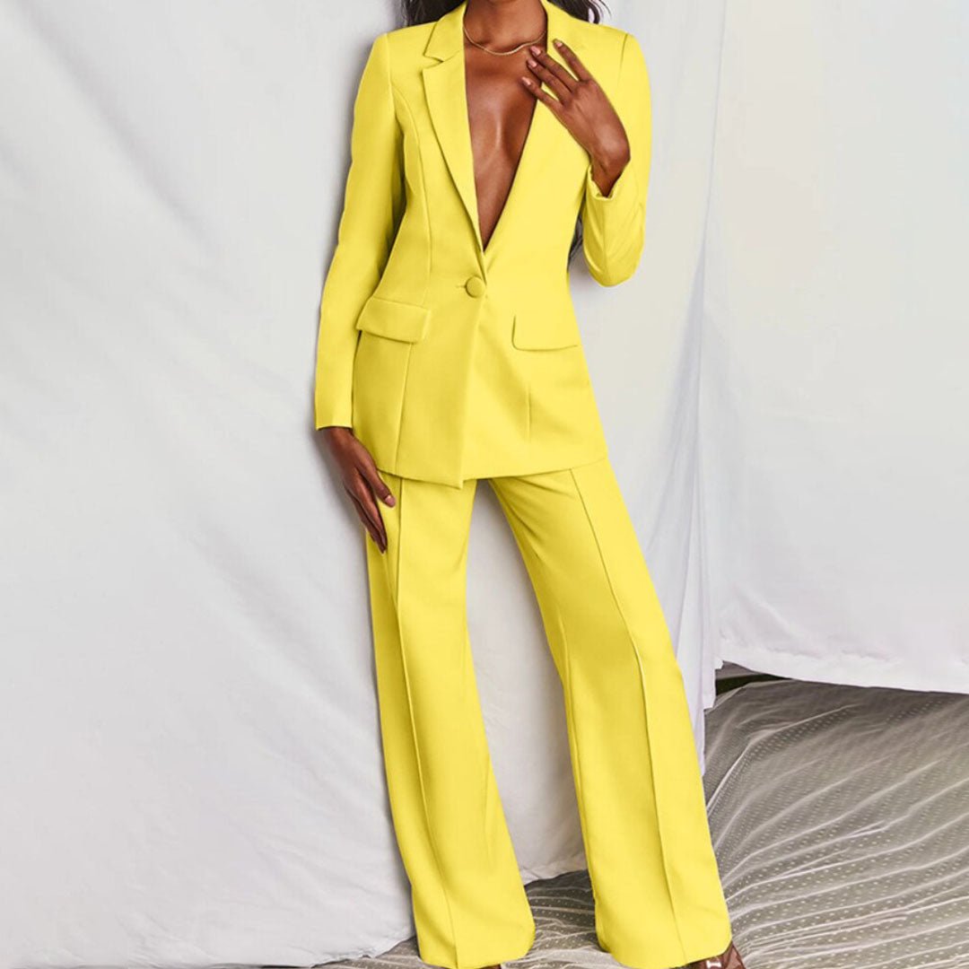 Marigold | Women's Tailored Notch-Lapel Single-Button Blazer Trouser Co-ord Set
