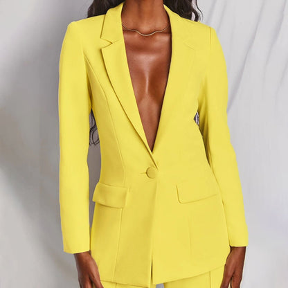 Marigold | Women's Tailored Notch-Lapel Single-Button Blazer Trouser Co-ord Set