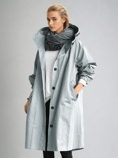 Elizabeth | Women's Water-Repellent Hooded Oversized Trench Coat