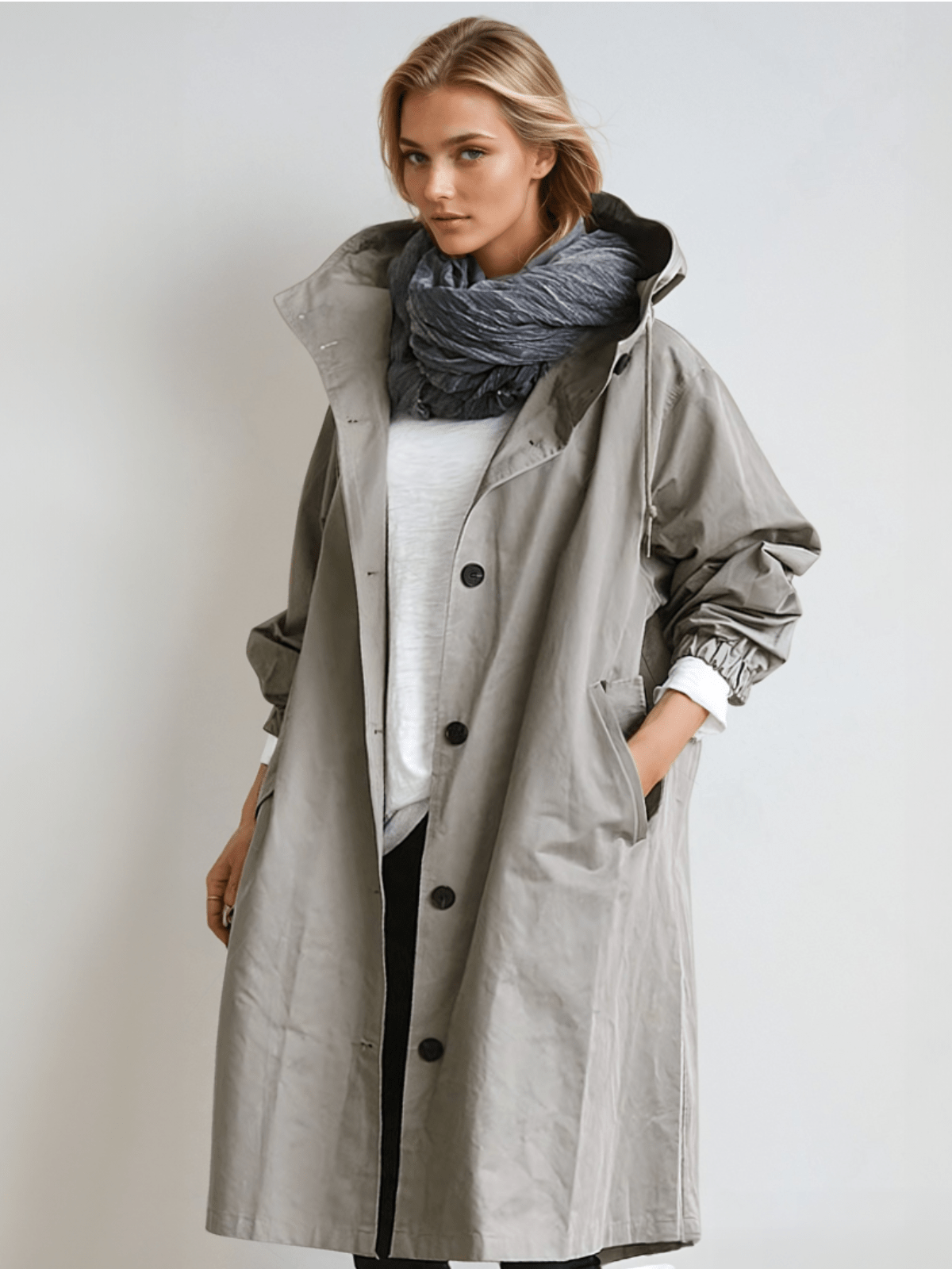 Elizabeth | Women's Water-Repellent Hooded Oversized Trench Coat