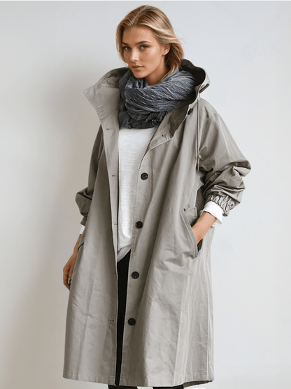 Elizabeth | Women's Water-Repellent Hooded Oversized Trench Coat