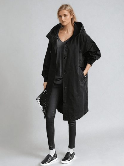 Elizabeth | Women's Water-Repellent Hooded Oversized Trench Coat
