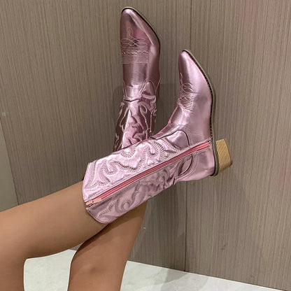 Delphie | Women's Metallic Embroidered Western Cowboy Boot