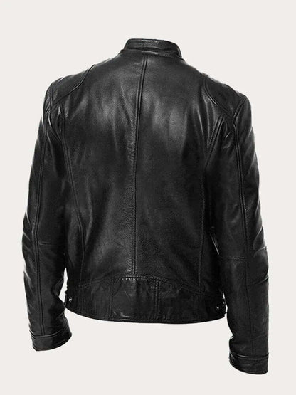 Ryder | Men's Classic Biker Stand Collar Zip-Up Leather Jacket