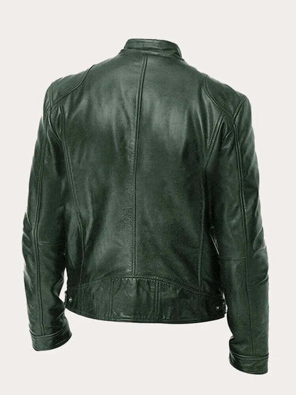 Ryder | Men's Classic Biker Stand Collar Zip-Up Leather Jacket