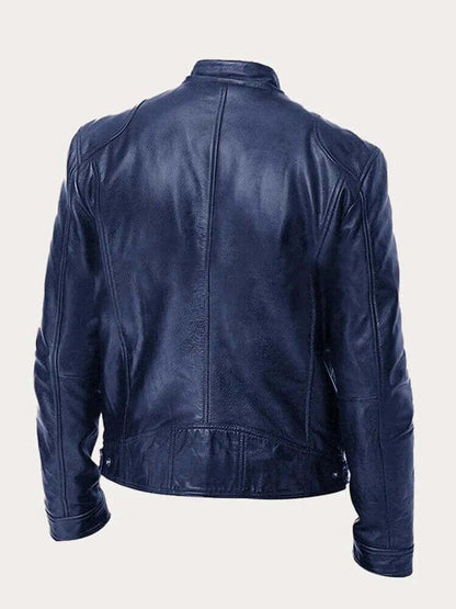 Ryder | Men's Classic Biker Stand Collar Zip-Up Leather Jacket