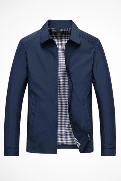 Lucas | Classic Harrington Jacket Zip Front Check Lining