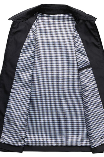 Lucas | Classic Harrington Jacket Zip Front Check Lining
