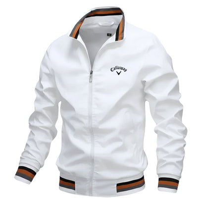 Matthew | Water Resistant Full Zip Stripe Trim Athletic Windbreaker Jacket