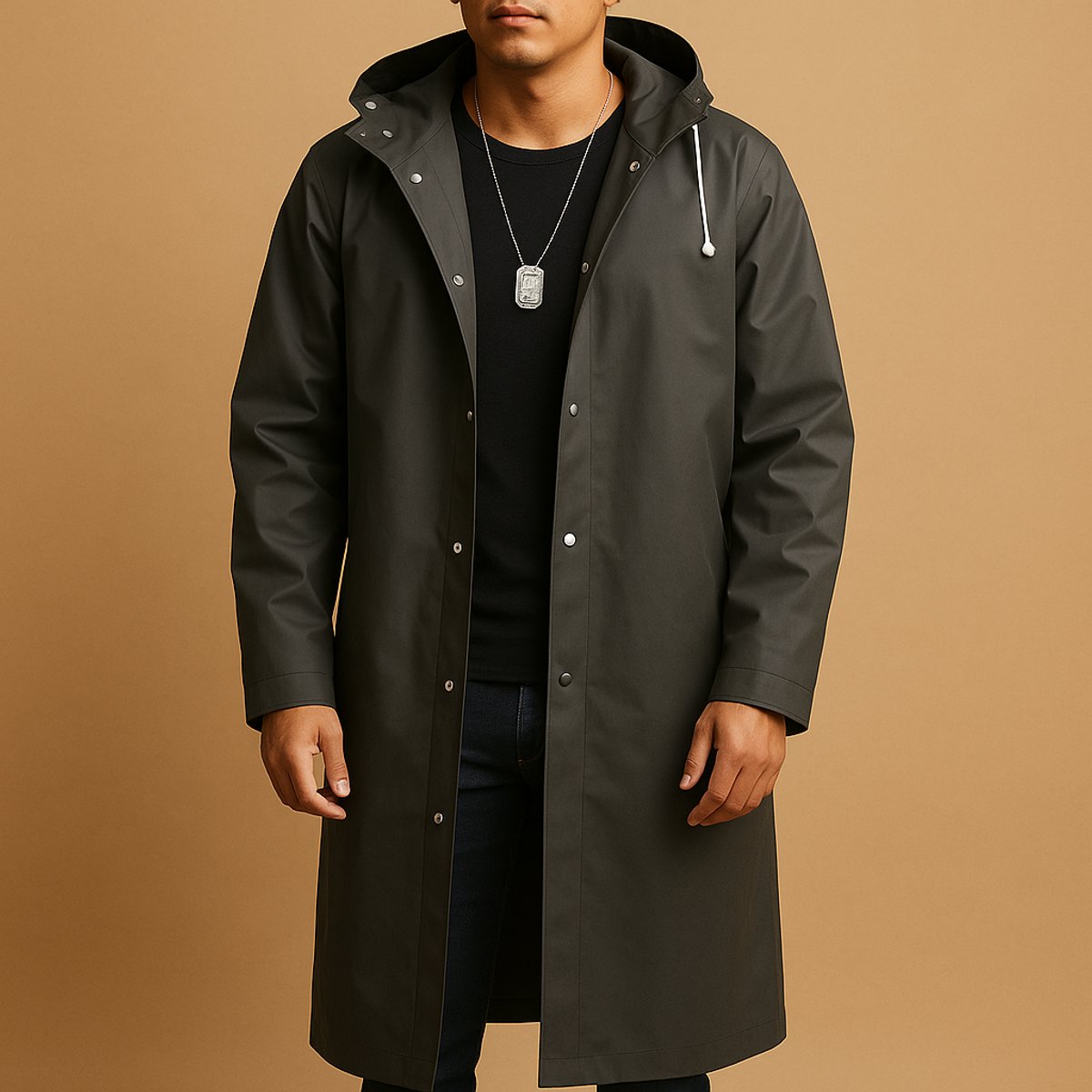Everett | Men's Waterproof Hooded Longline Rain Jacket