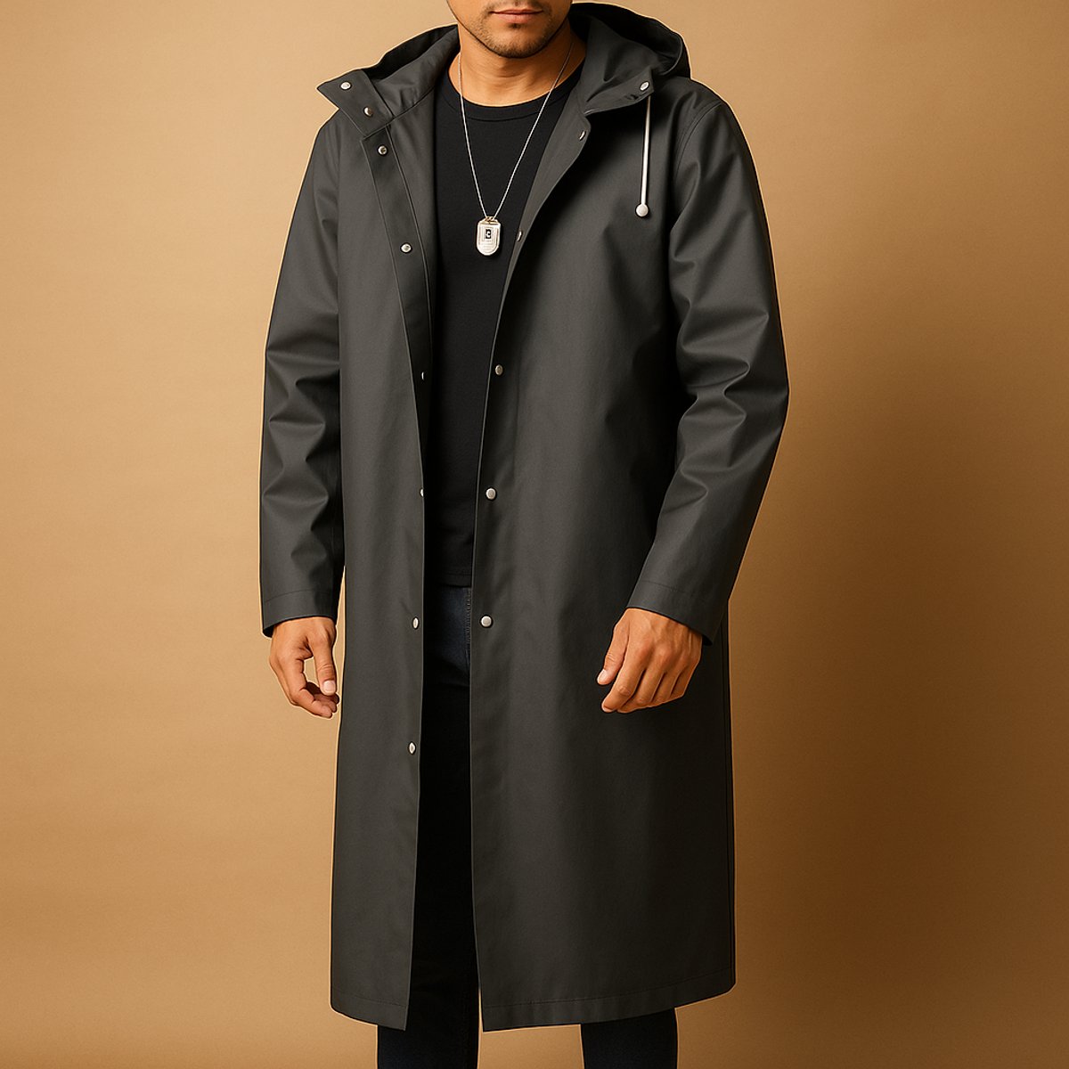Everett | Men's Waterproof Hooded Longline Rain Jacket