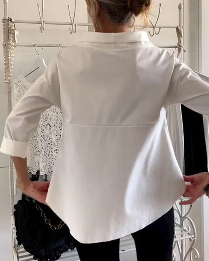Maya | Bateau Neck Tops 3/4 Sleeve Oversized Casual Blouses