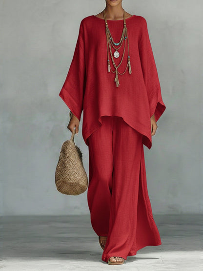 Jacqui | Women's Linen Blend Two-Piece Wide Leg Summer Co-Ord Set