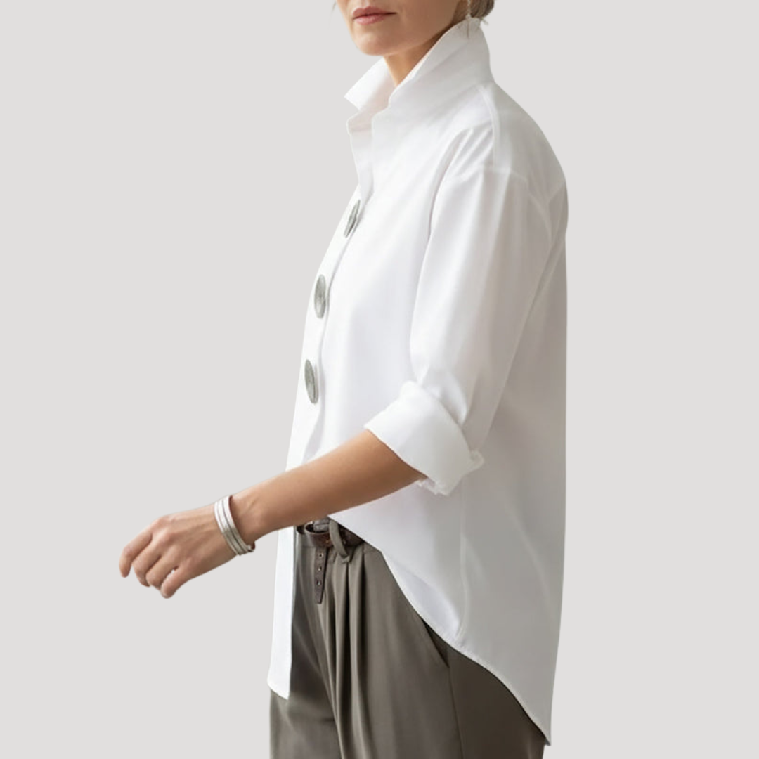 Wynne | Women's Collared Relaxed Fit Statement Button Shirt