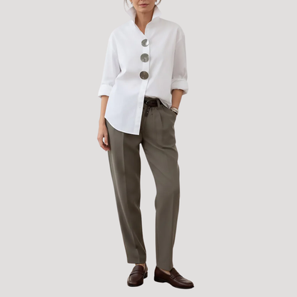Wynne | Women's Collared Relaxed Fit Statement Button Shirt