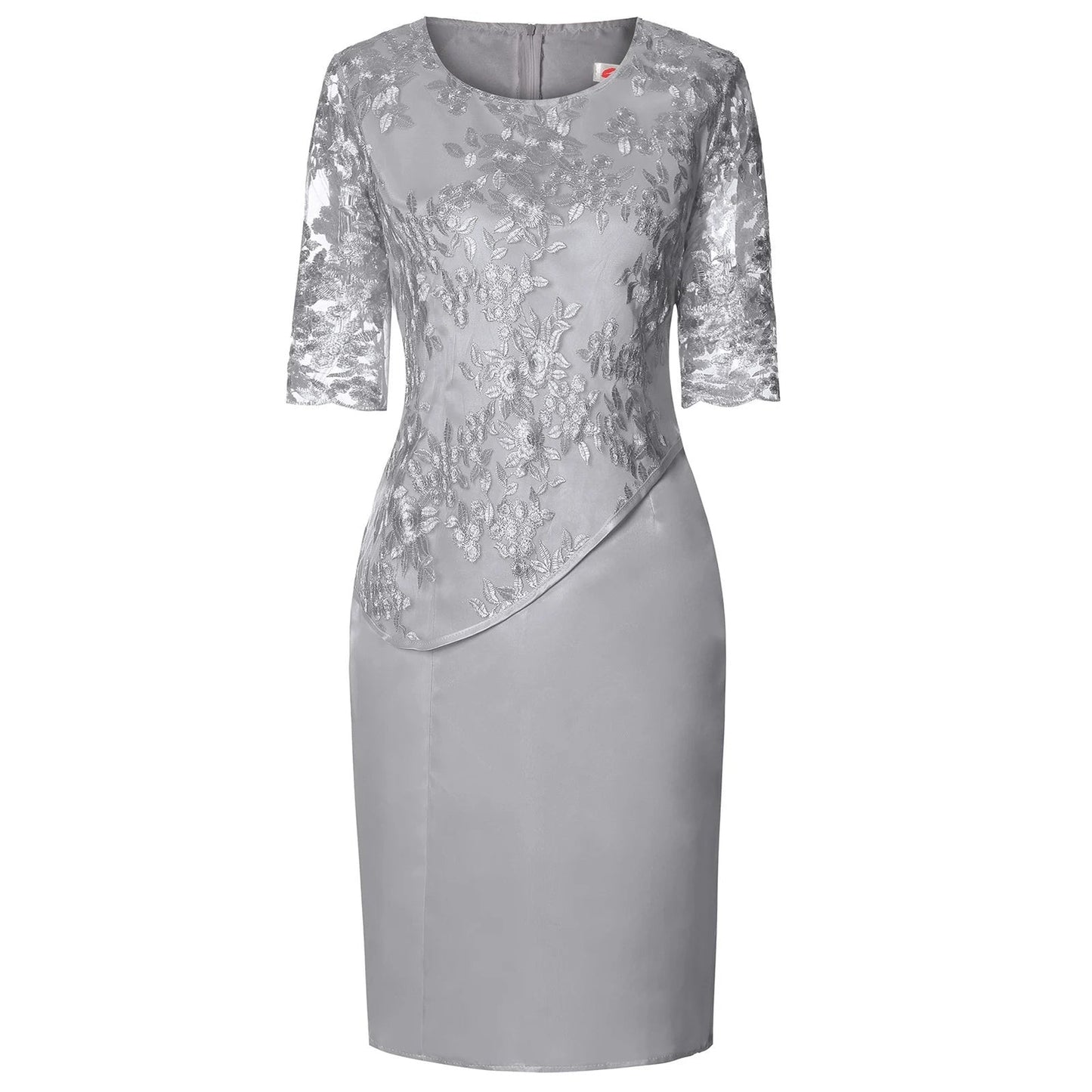 Isabella | Plus Size Lace Floral Embroidered Midi Formal Wedding Guest Dress