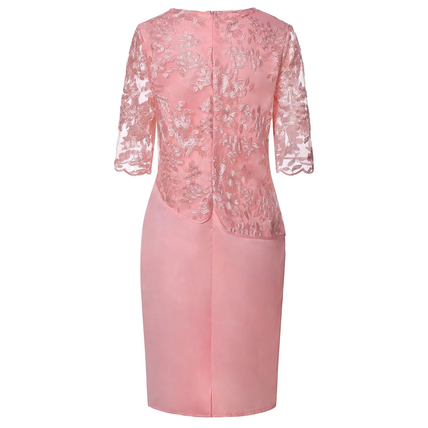 Isabella | Plus Size Lace Floral Embroidered Midi Formal Wedding Guest Dress