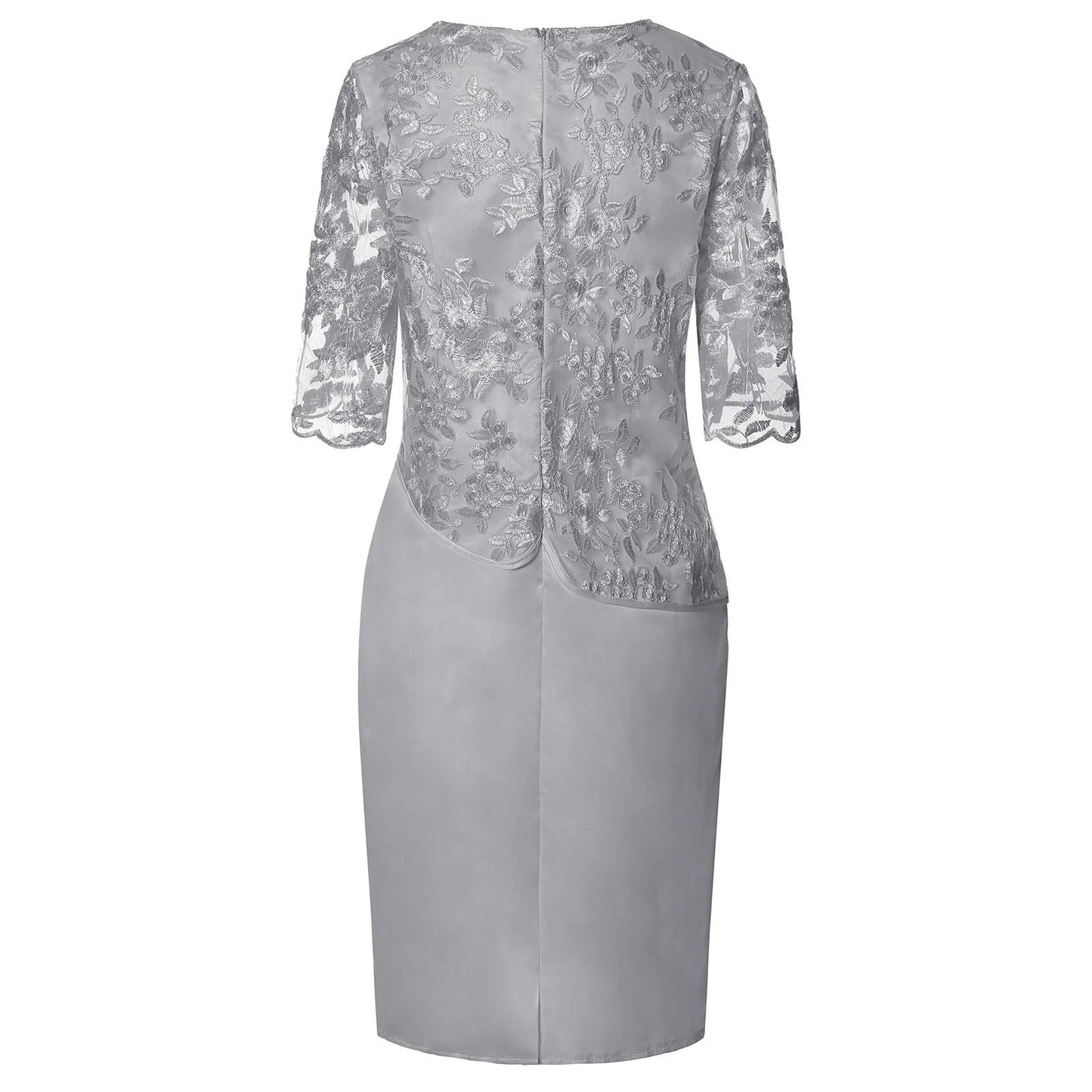 Isabella | Plus Size Lace Floral Embroidered Midi Formal Wedding Guest Dress