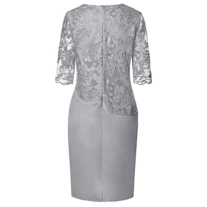 Isabella | Plus Size Lace Floral Embroidered Midi Formal Wedding Guest Dress