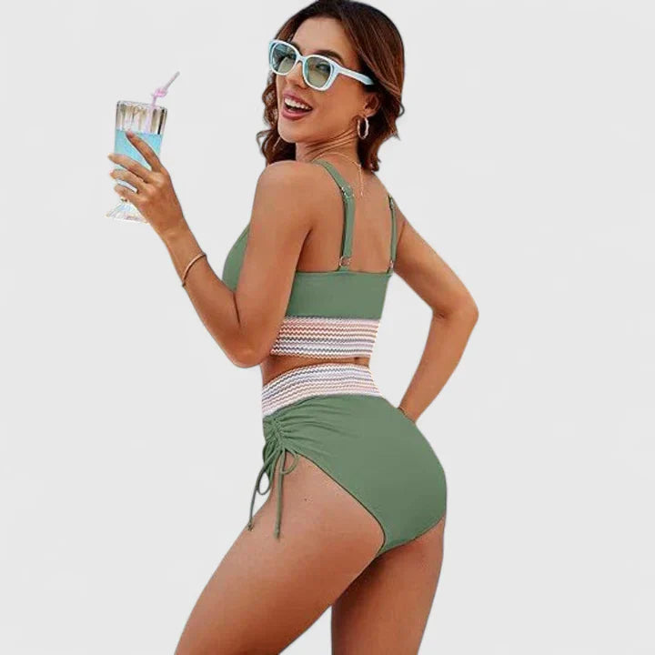 Lily | High Waisted Bikini Set Halter V Neck