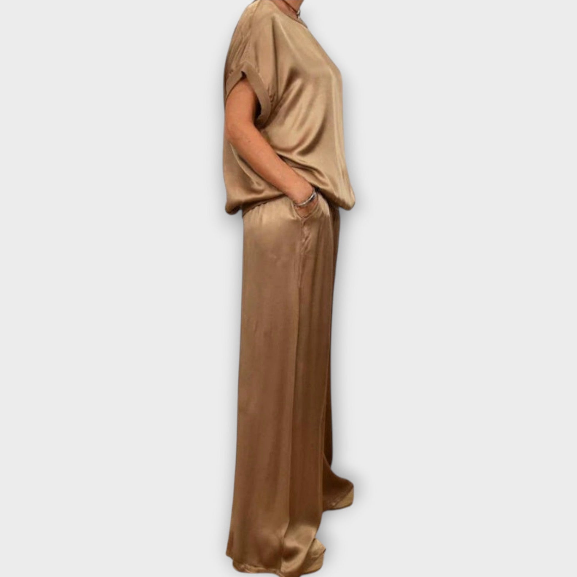 Lucia | Women's Satin Wide-Leg Two-Piece Co-ord Set