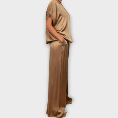 Lucia | Women's Satin Wide-Leg Two-Piece Co-ord Set