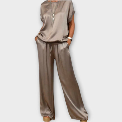 Lucia | Women's Satin Wide-Leg Two-Piece Co-ord Set