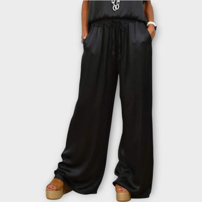 Lucia | Women's Satin Wide-Leg Two-Piece Co-ord Set