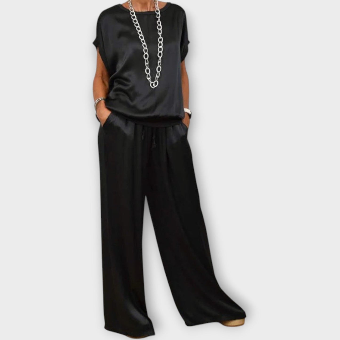 Lucia | Women's Satin Wide-Leg Two-Piece Co-ord Set