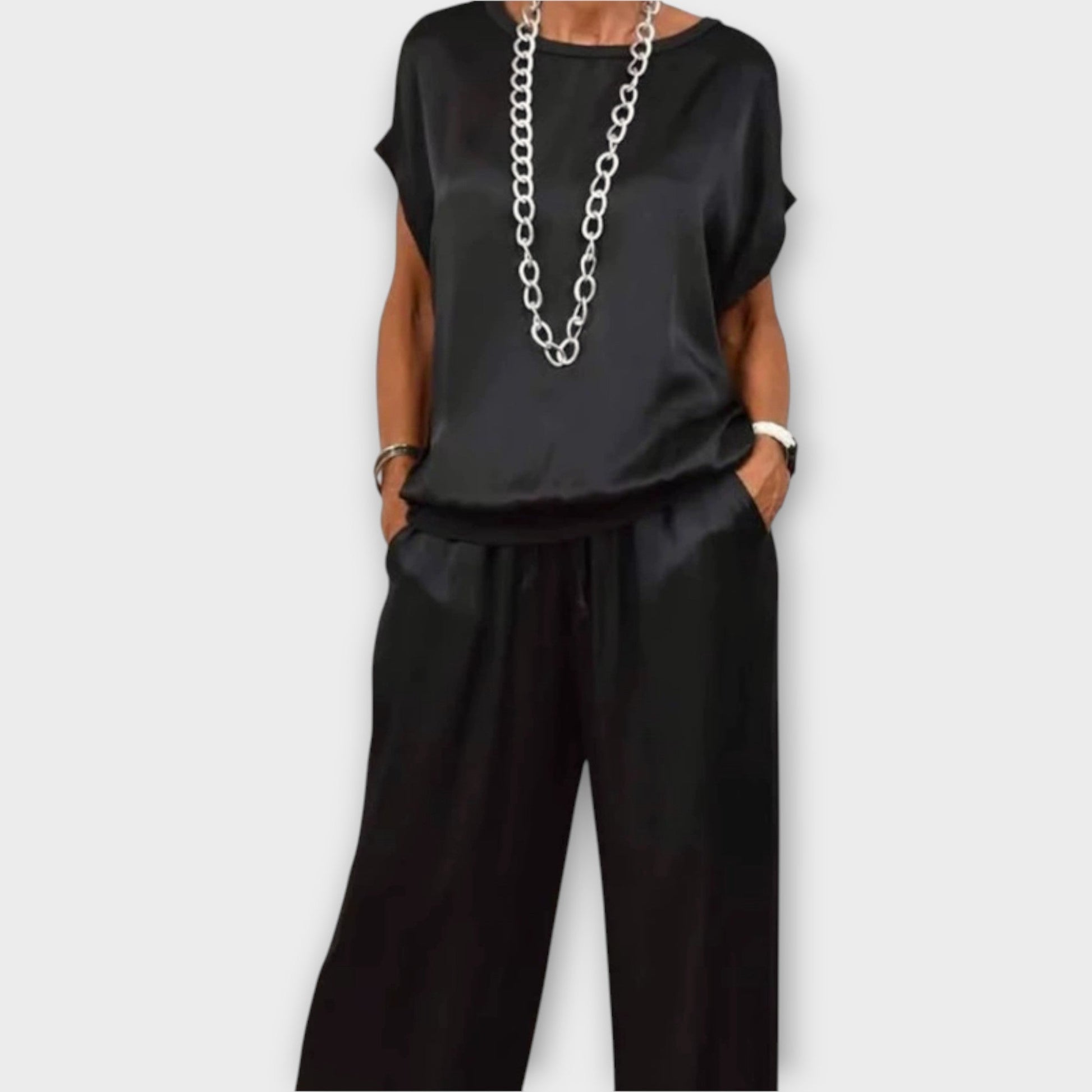 Lucia | Women's Satin Wide-Leg Two-Piece Co-ord Set