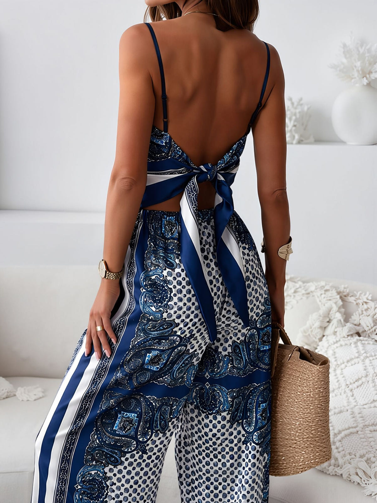 Marisol | Women's Boho Paisley Print Cami Wide Leg Two Piece Set