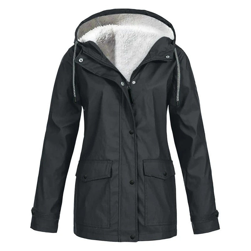 Amberly | Women's Fleece Lined Hooded Windproof Winter Rain Jacket