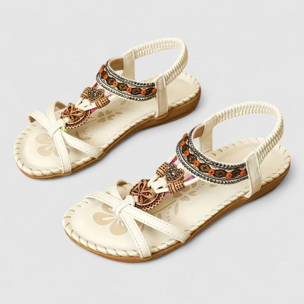 Maryna | Flat Sandals Boho Beaded Thong Orthopedic Elastic