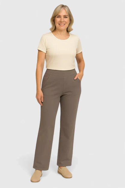 Ame | Wide Waistband High Waist Wide Leg Pocket Casual Pant