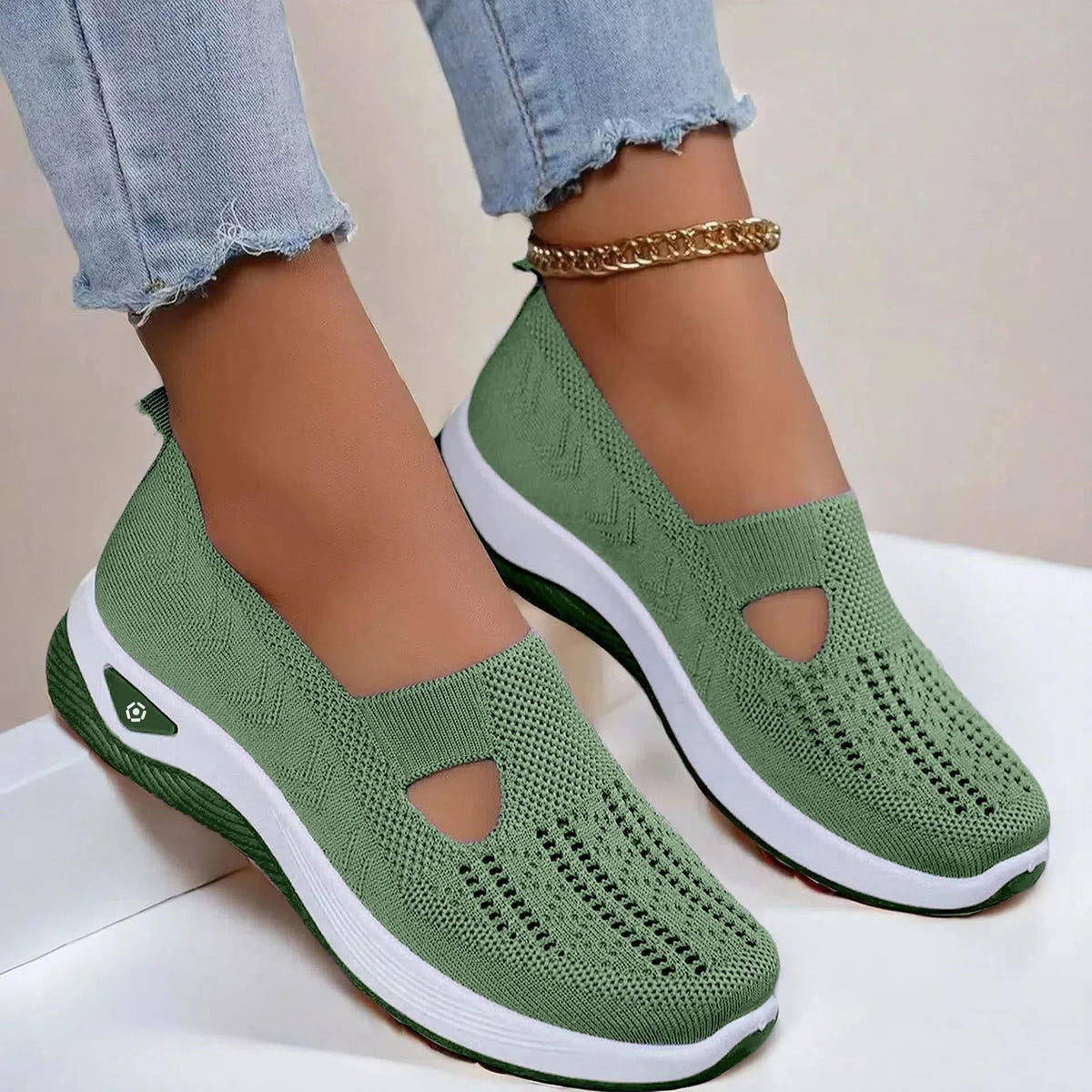 Della | Women's Slip-On Knit Cutout Platform Sneaker