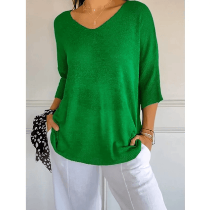 Fiona | Relaxed V Neck 3/4 Sleeve Casual Top