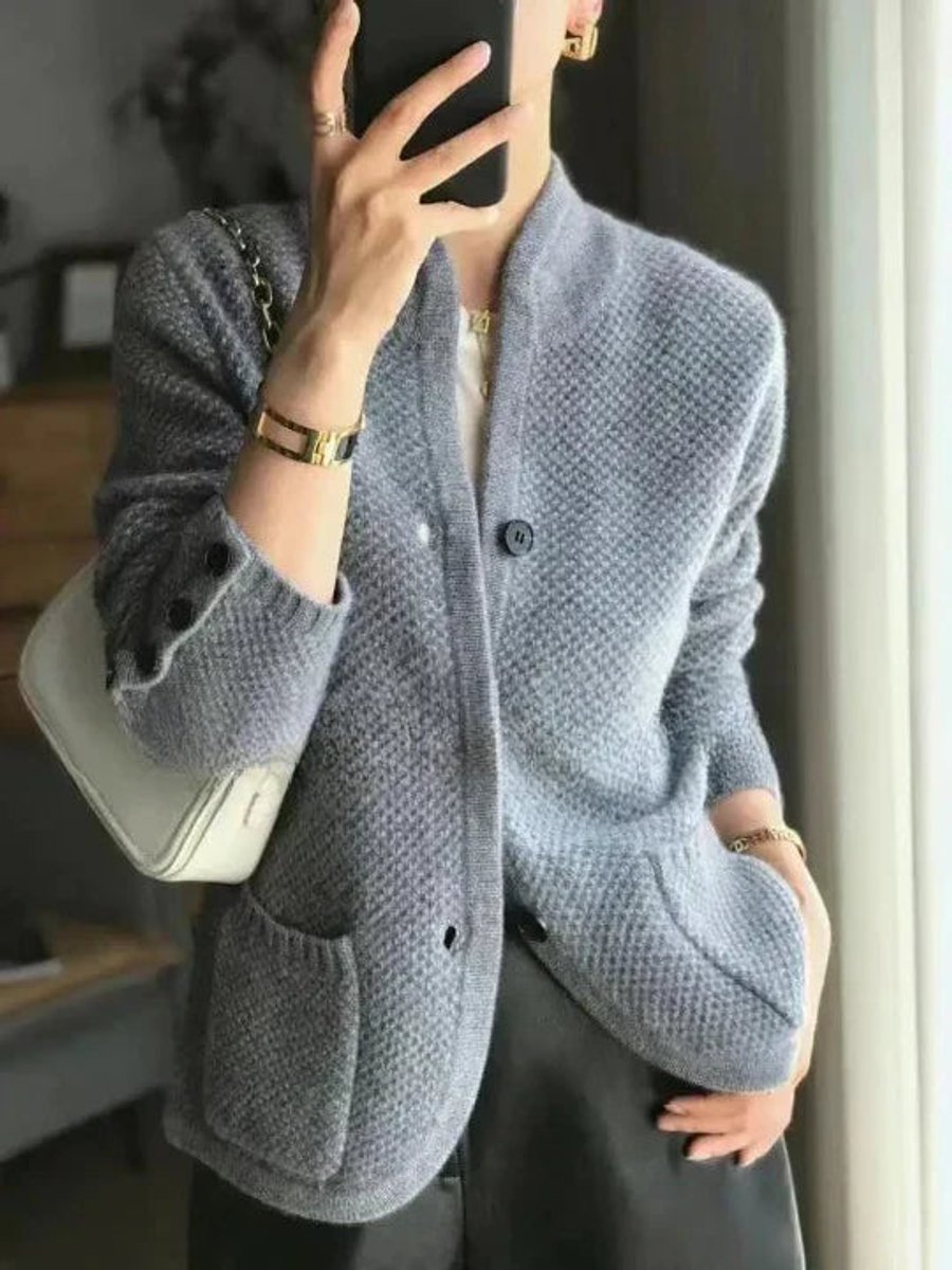 Rosalind | Women's Button-Front Stand Collar Knit Cardigan
