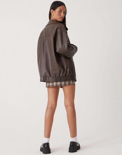Rosalind | Women's Oversized Faux Leather Bomber Jacket