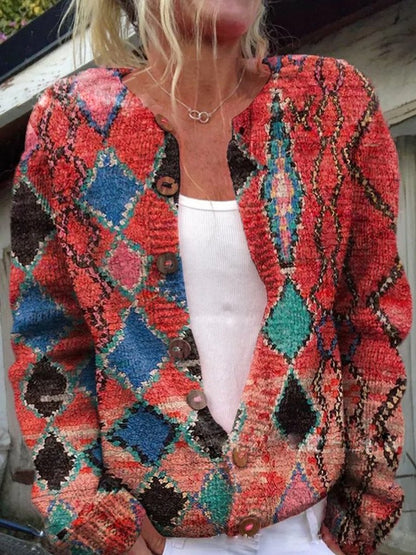 Marnie | Women's Floral Embroidered Button-Front Knit Cardigan